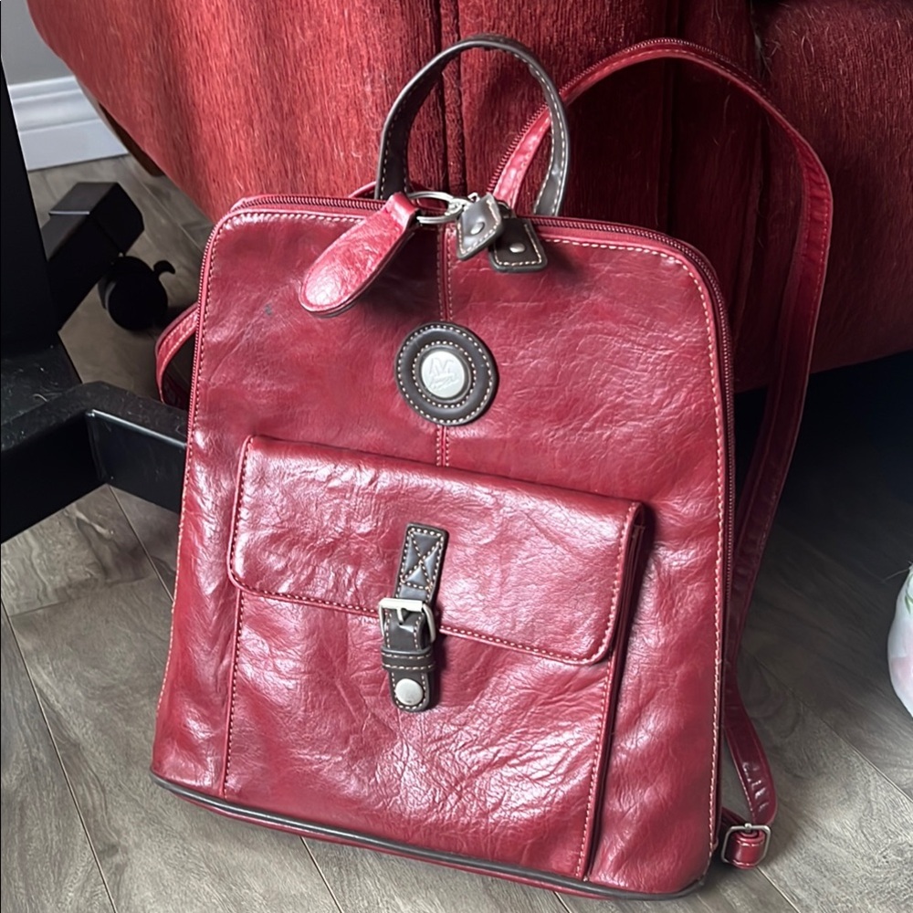 Mouflon Red Leather Mini Backpack